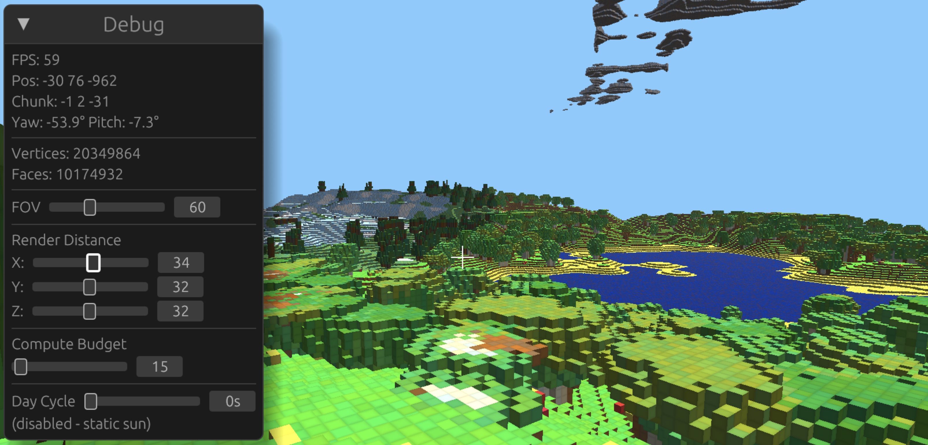 Voxel Engine running in a Browser Window